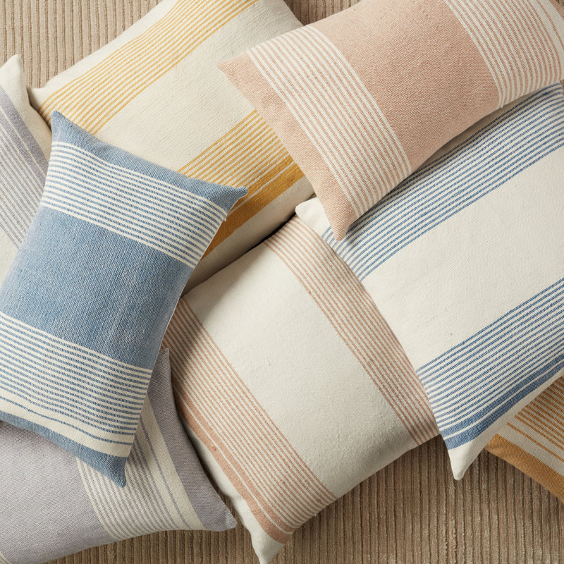 Sambuca Striped Outdoor Reversible Throw Pillow, Gold/Ivory, Pillow Cover Only - No Insert