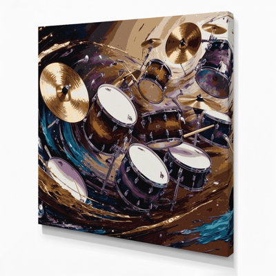 «Music Drums», art mural sur toile noire