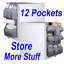Mini-organisateur de réfrigérateur 56 pouces X 12 po 12 poches, dortoir et bureau au-dessus du réfrigérateur, accessoire de mini réfrigérateur (gris)