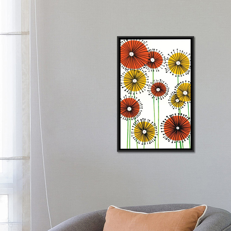 «Flower Wheels II», impression sur toile, H 26 po x l 18 po x P 1,5 po, Toile avec cadre noir, Pas de tapis