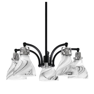 Easton 5 Light Downlight Chandelier With 6.25" Onyx Swirl Glass
