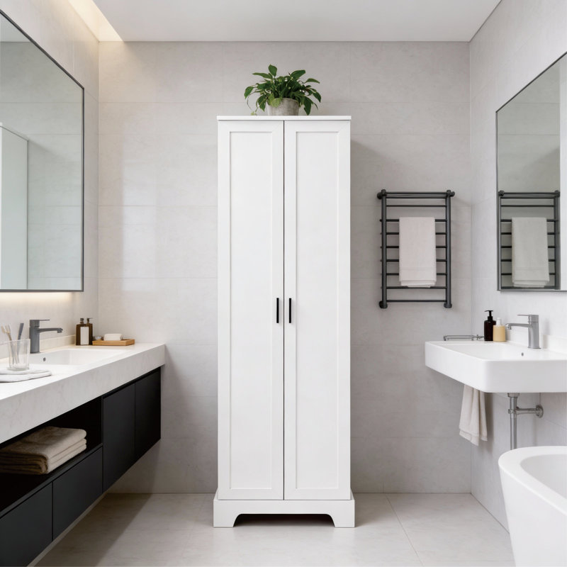 Versatile Tall 2-Door Storage Cabinet With Adjustable Shelves, White, 71.2" H x 23.3" W x 16.9" D