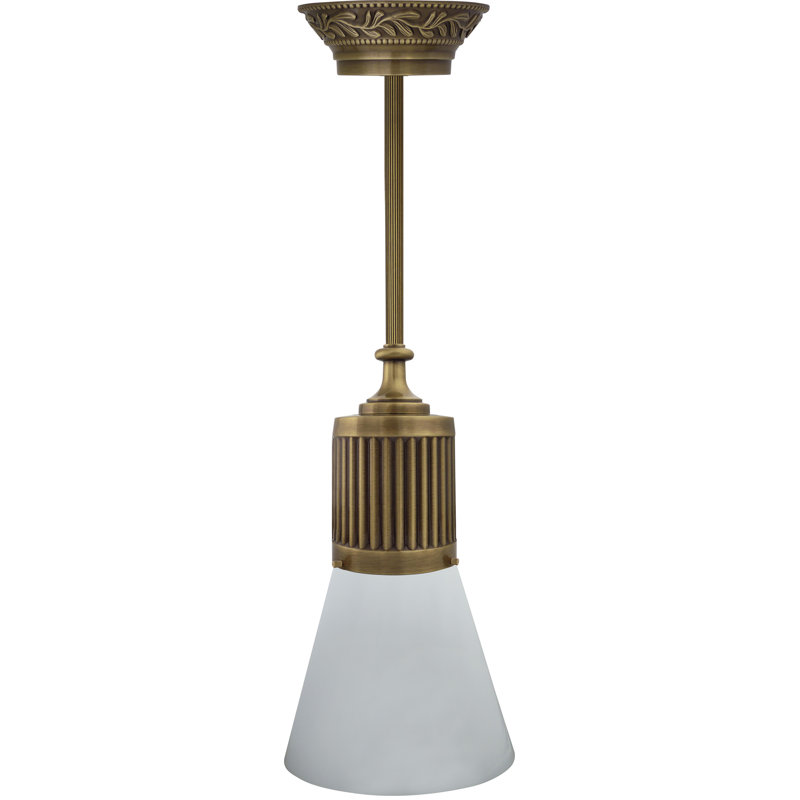 Foshee Glass LED Semi Flush Mount, Antique Brass