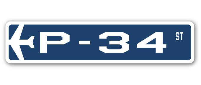 Plaque de rue militaire en aluminium Branam P-34 Air Force, H 8 po x l 36 po x P 1 po