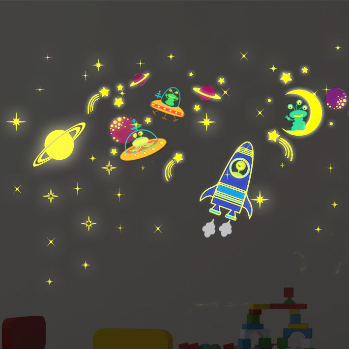 Décalcomanie murale lune et étoiles galaxy