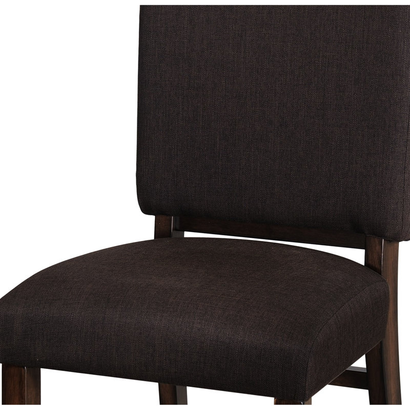 Chaises d'appoint 2 pièces pour salle à manger, tissu brun chocolat, structure en bois à finition noyer, chaises à la mode, revêtement en tissu