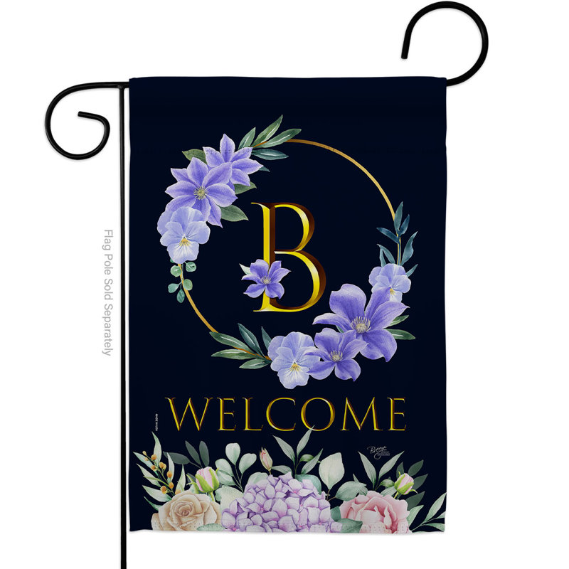 Drapeau de jardin en polyester 19 x 13 po Welcome, B
