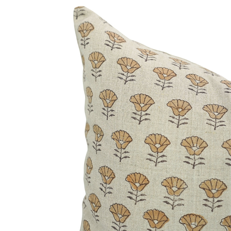 Coussin décoratif en lin pur à motif de blocs de lin fabriqué à la main Fabividine Kohinoor - taille de lit 14 x 14 po