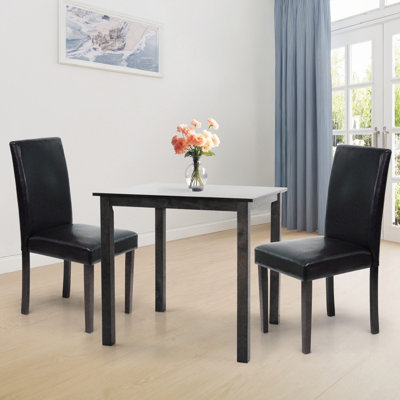 Solid Wood Classic Style Dining Table Set of 2 Falabella Chairs and Square Table