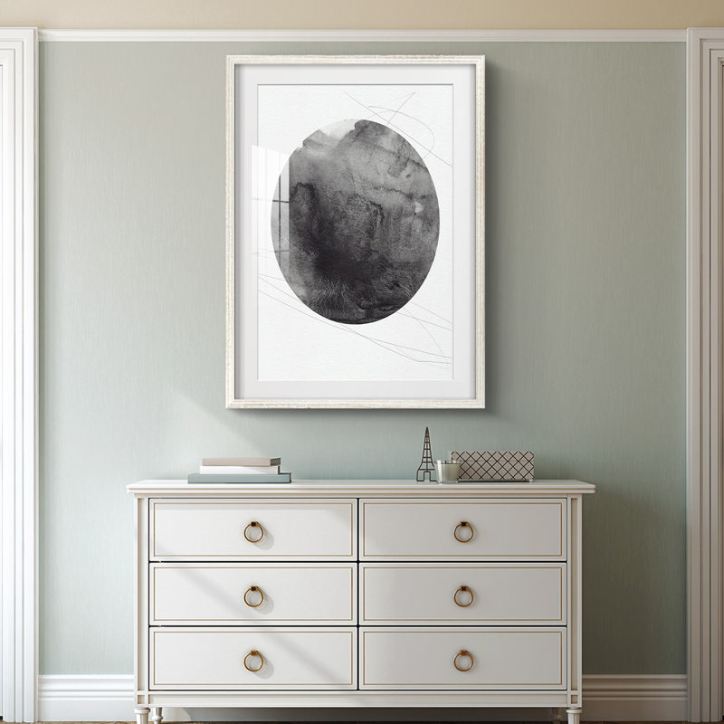 Graphite Moon I - impression encadrée, H 28,5 po x l 20,5 po, Blanc