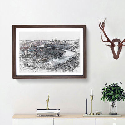 River Thames & London Skyline Sketch - Picture Frame Graphic Art Print