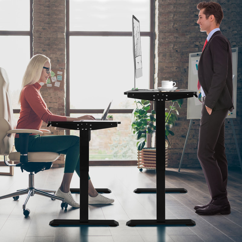 Adjustable Metal Base Standing Desk, Black