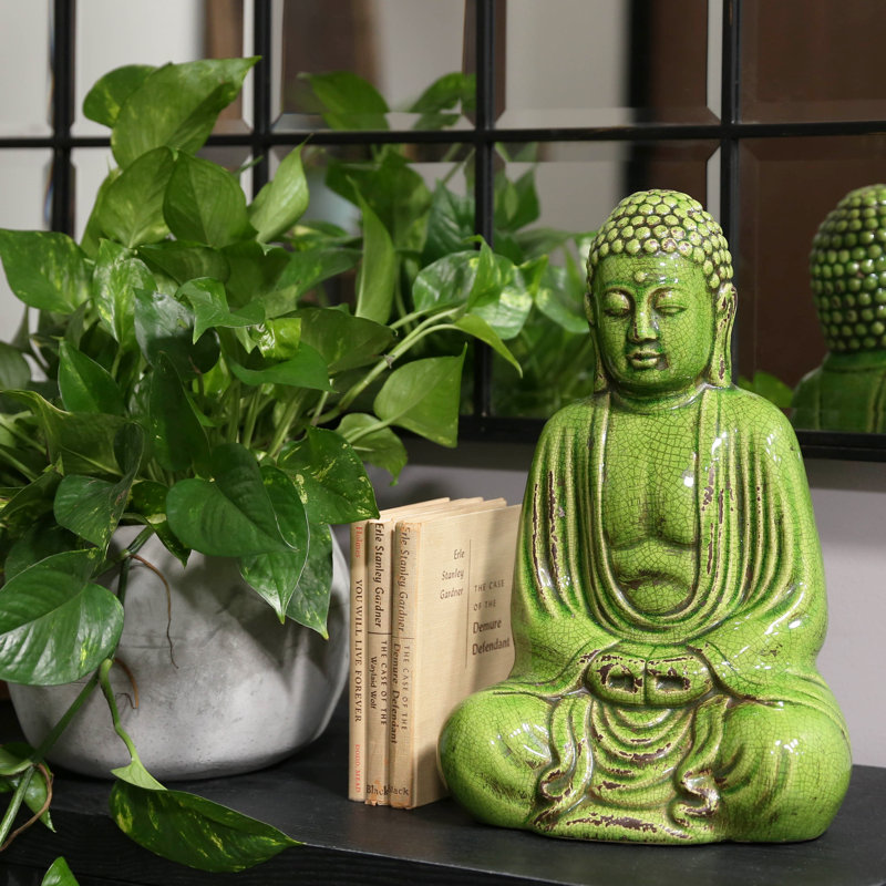 Figurine bouddha en céramique Tedeschi, Vert