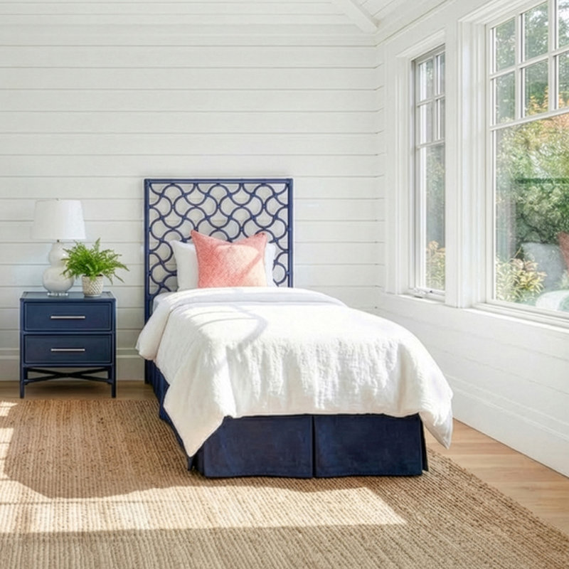 Lit plateforme Mar, Simple extra long, Bleu marine
