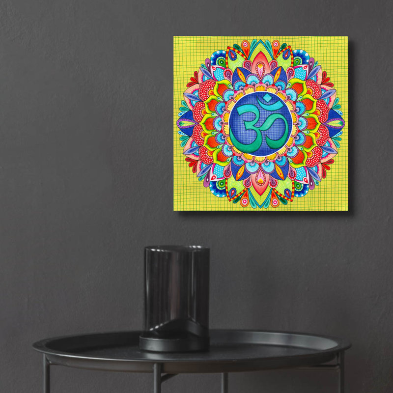 Bungalow Rose «Om Mandala» par Hello Angel, art mural en verre acrylique, ACR-47172, H 12 po x l 12 po x P 0,13 po