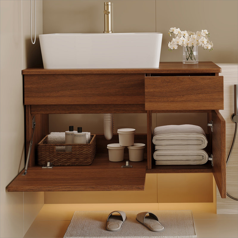 Petit meuble-lavabo flottant simple avec lavabo