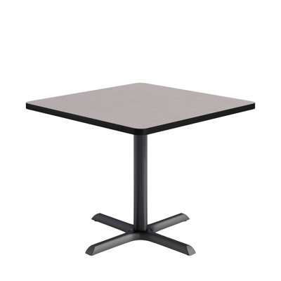 KFI Studios Proof 42" Square Pedestal Table, Grey Top, Black X-Base