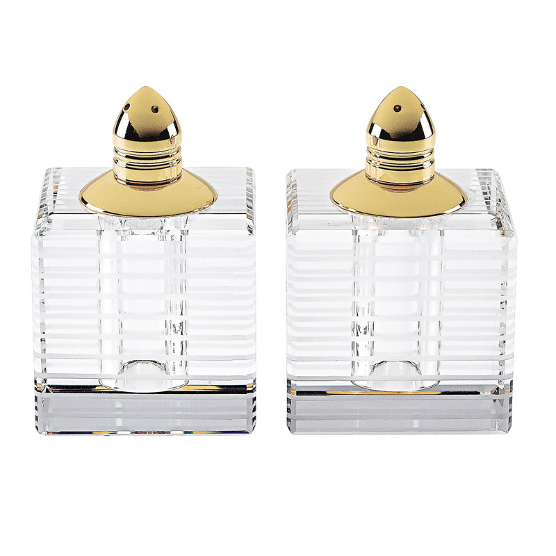 Ensemble salière et poivre Badash Crystal Badstripes, Or