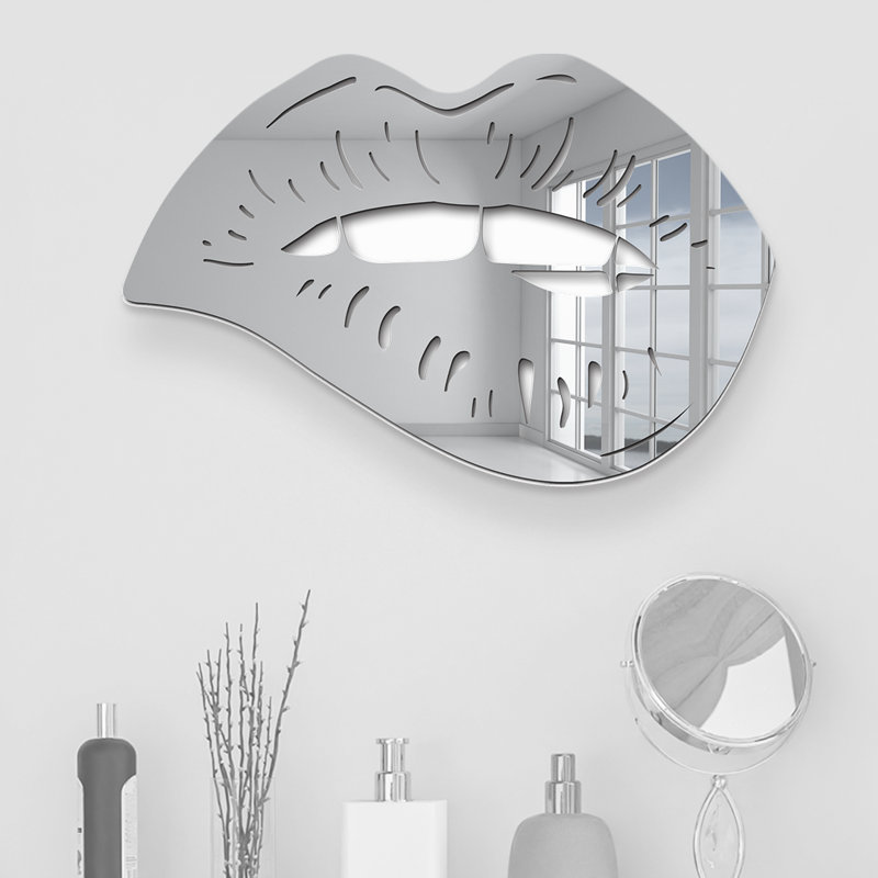 Décoration murale moderne «Biting Lips», H 13 po x l 19 po x P 1 po, Miroir