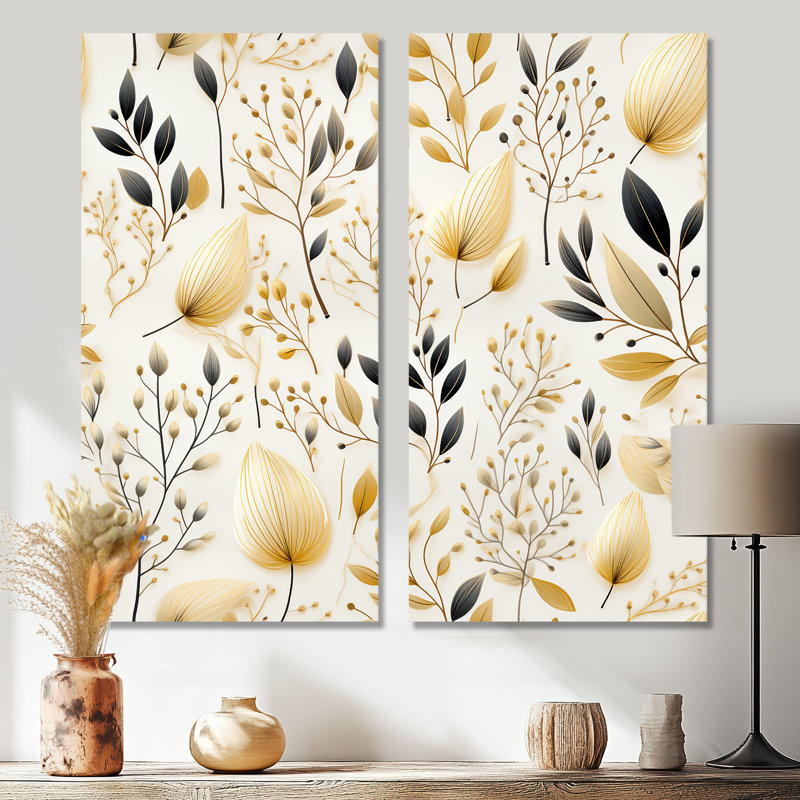 2 feuilles neutres - grandes plantes, impressions sur toile, H 20 po x l 24 po, Ne s’applique pas, Toile tendue sur cadre