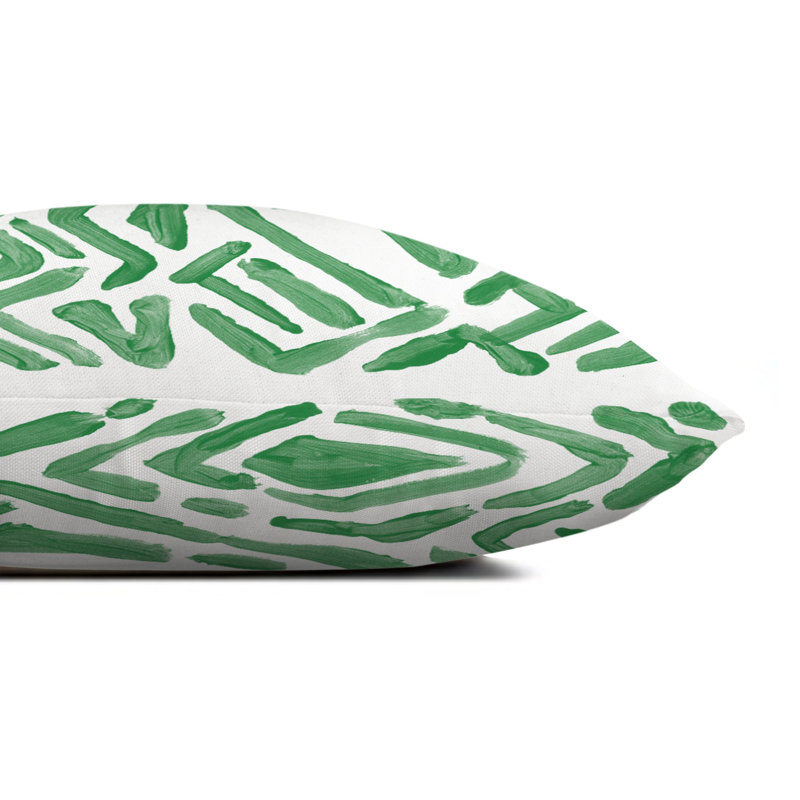 Abstract Outdoor Reversible Throw Pillow, 18" H x 18" W, Green