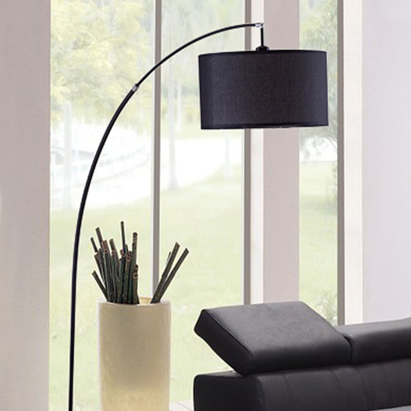 86" Tall Metal Floor Arc Lamp, Black, Black