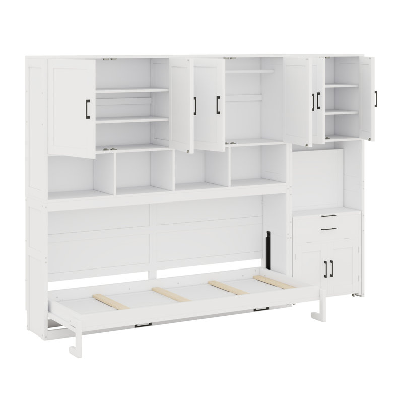 Lit escamotable mural avec placard et bureau Murphy, Blanc