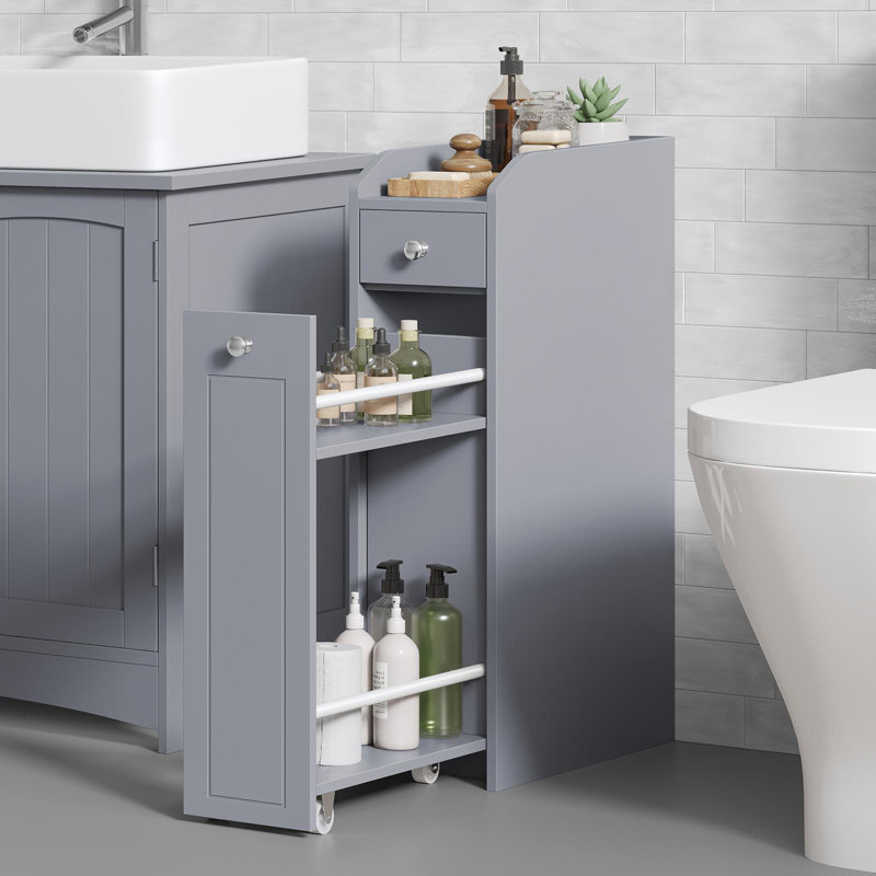 Petite armoire de rangement avec tiroirs coulissants, Gris