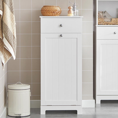 Bathroom Laundry Cabinet Tilt-out Hamper Unit with Drawer