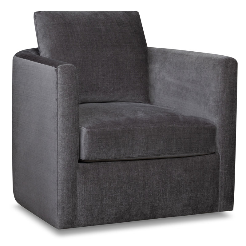 Chaise pivotante rembourrée Carmella, Blanc sergé décoloré classique