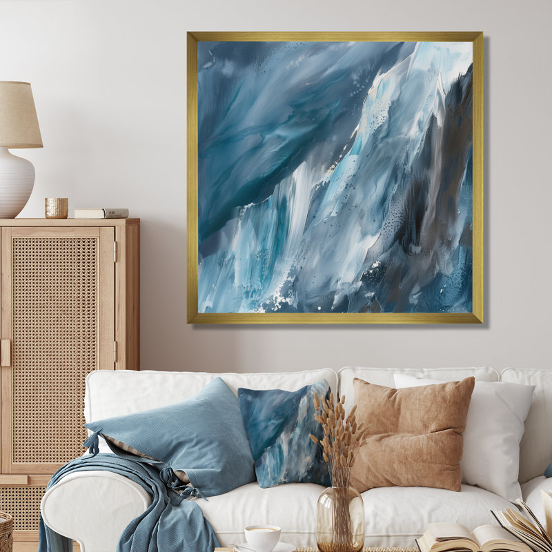 «Splash Blue Indigo», reproduction sur toile encadrée, H 16 po x l 16 po x P 1 po, Cadre doré