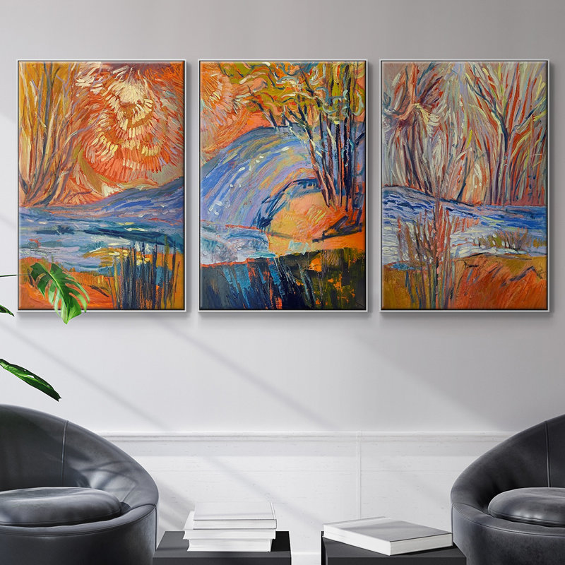 3 pièces Cadmium Winter Solstice I, Blanc, H 36 po x l 72 po x P 2 po