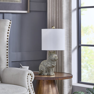 20" Resin Cat Table Lamp With Shade