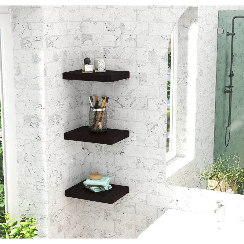 Tablette flottante en bois de teck Moa, H 1,5 po x l 12 po x P 9 po