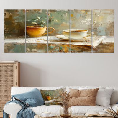 Ensemble de décorations murales blanc beige beige Cozy Cup Of Coffee I