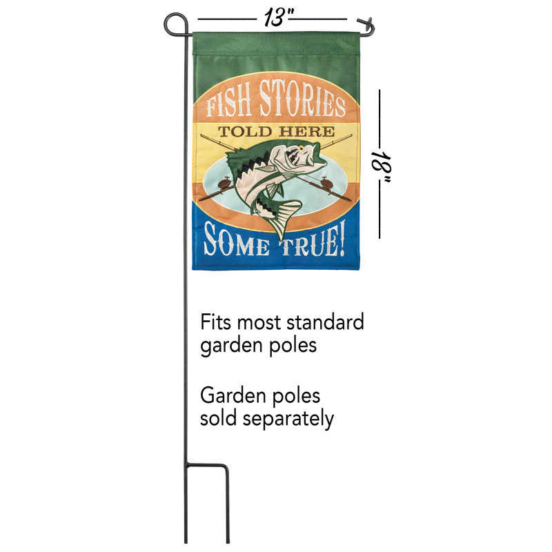 Drapeau de jardin en polyester 18 po x 13 po Bevis Fish Stories