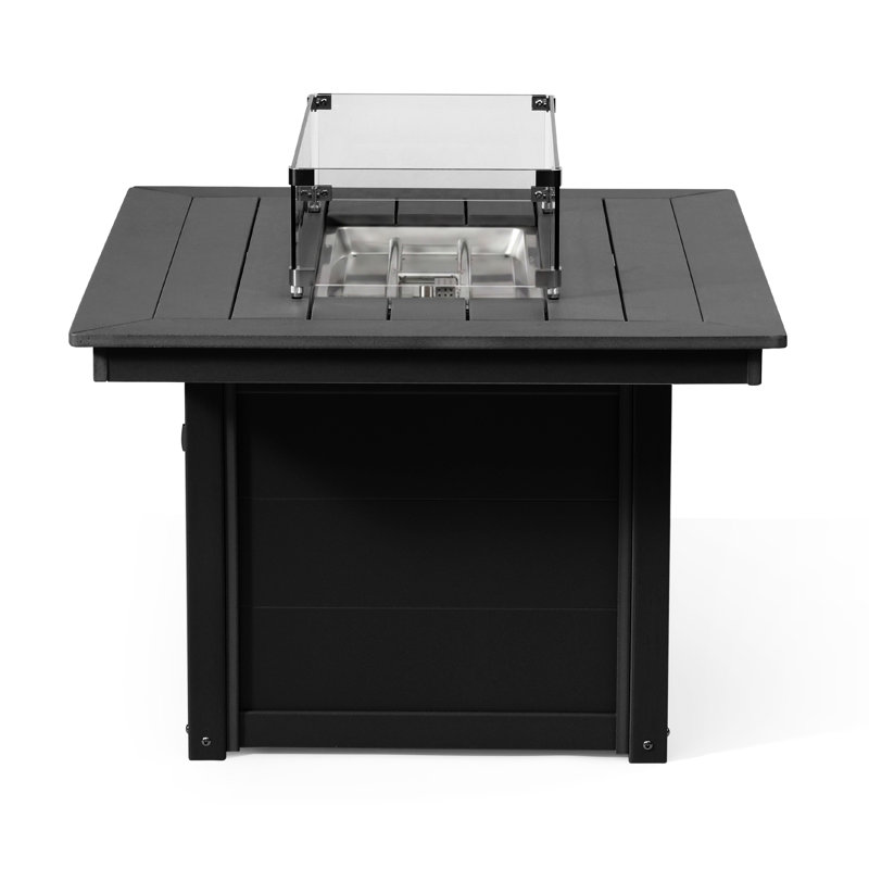 Rectangular 34" X 46" Fire Pit Table, 31.5" H x 46" W x 35" D, Black