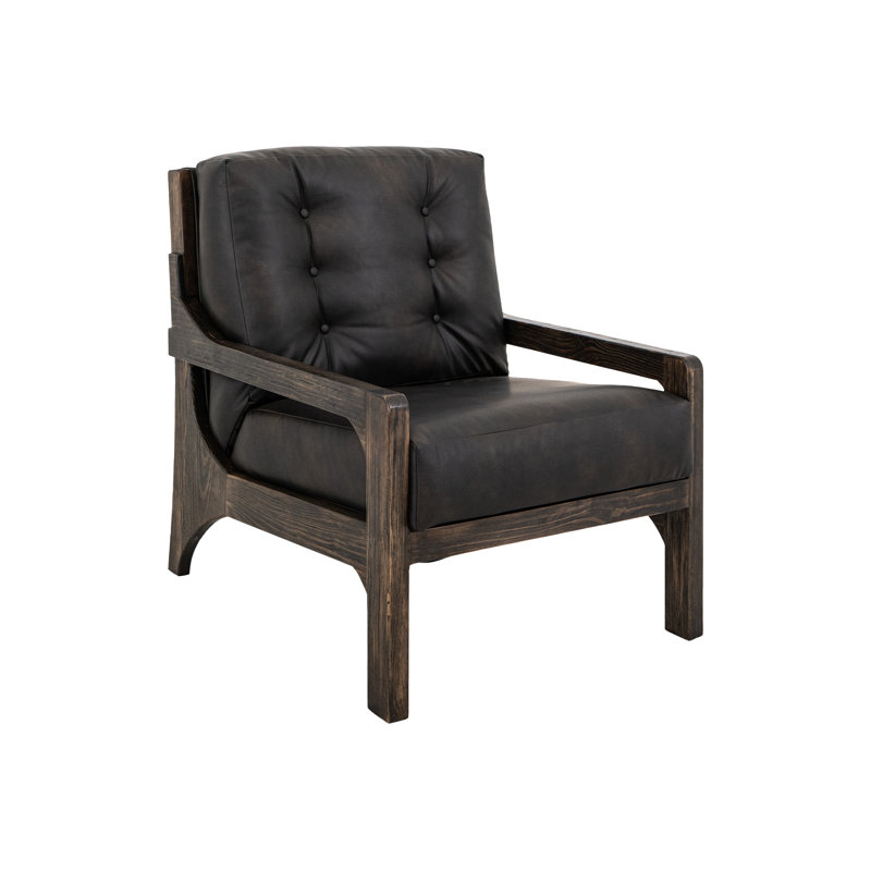 Structure en bois, fauteuil rembourré, Noir