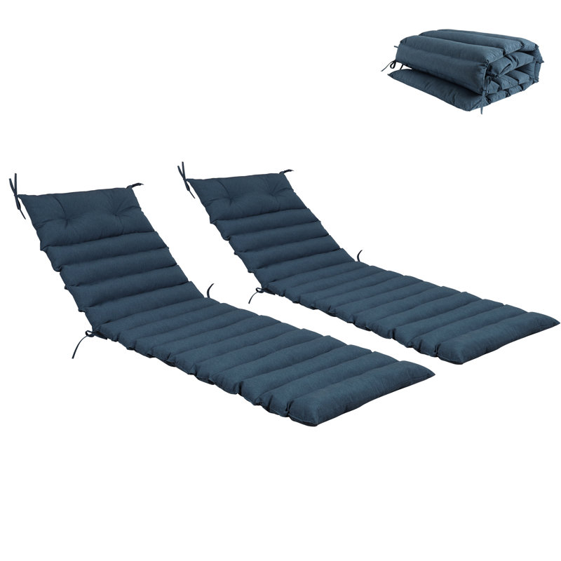 2 coussins de chaise longue d'extérieur, Bleu marine/bleu