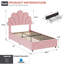 Cadre de lit simple pour enfants - Tête de lit en velours de style princesse avec 2 tiroirs de rangement. Structure de lit tapissier avec support en lattes de bois-2000523493