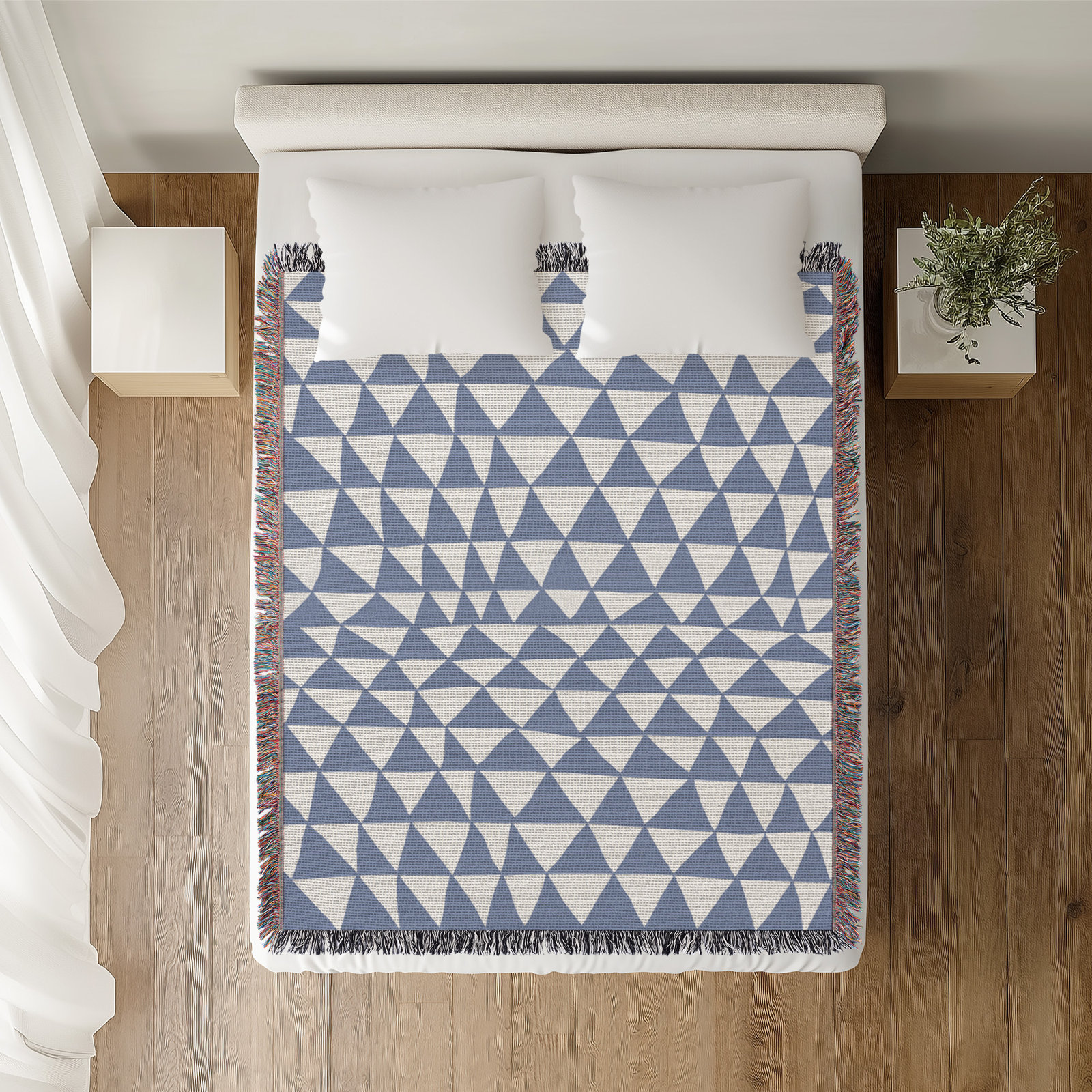 Kelia Cotton Throw Blanket, 50" x 70"  – Full/Double, Light Blue