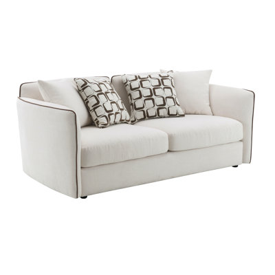 Beige Chenille Loveseat W/4 Pillows