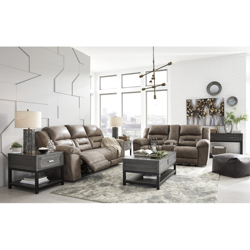 Canapé, causeuse et fauteuil inclinable Stoneland, Brun / Beige