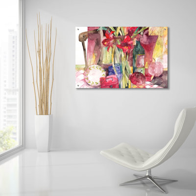 «Red Amaryllis» par Annelein Beukenkamp, art mural en verre acrylique