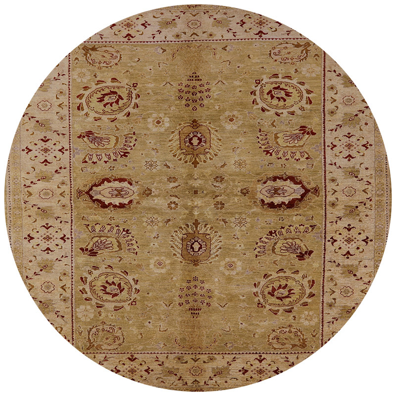 Tapis brun clair / beige Gomidas, Rond 7 pi