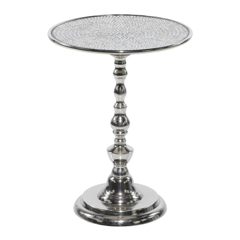 Aluminum Metal Side End Silver Accent Table