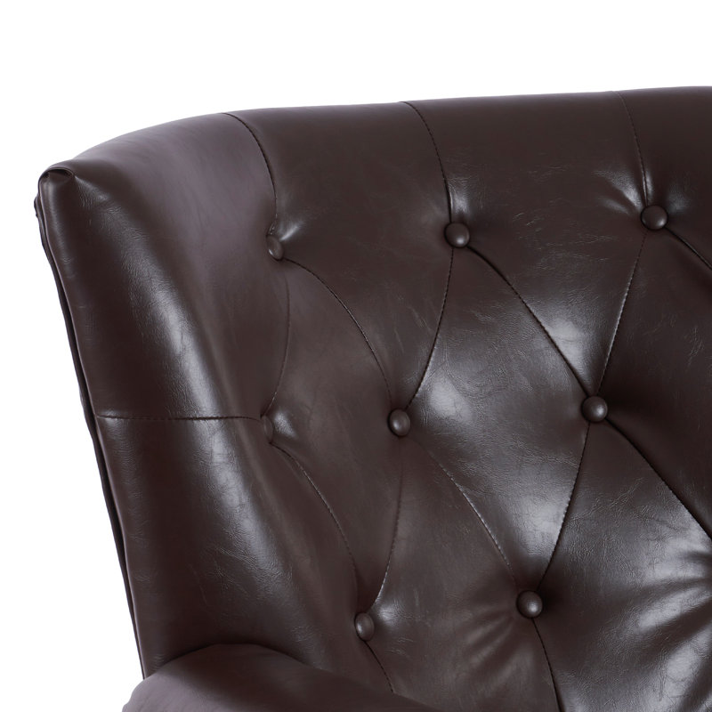 Diavion 24"W Faux Leather Wingback Chair, Caramel Faux Leather