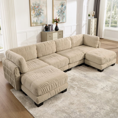 Seat Ruched Detailing Modular Sectional Sofa