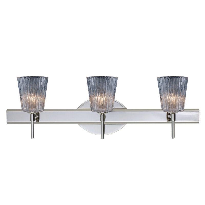 Éclairage pour meuble-lavabo 3 lumières Senesca, Pierre transparente, Nickel satiné