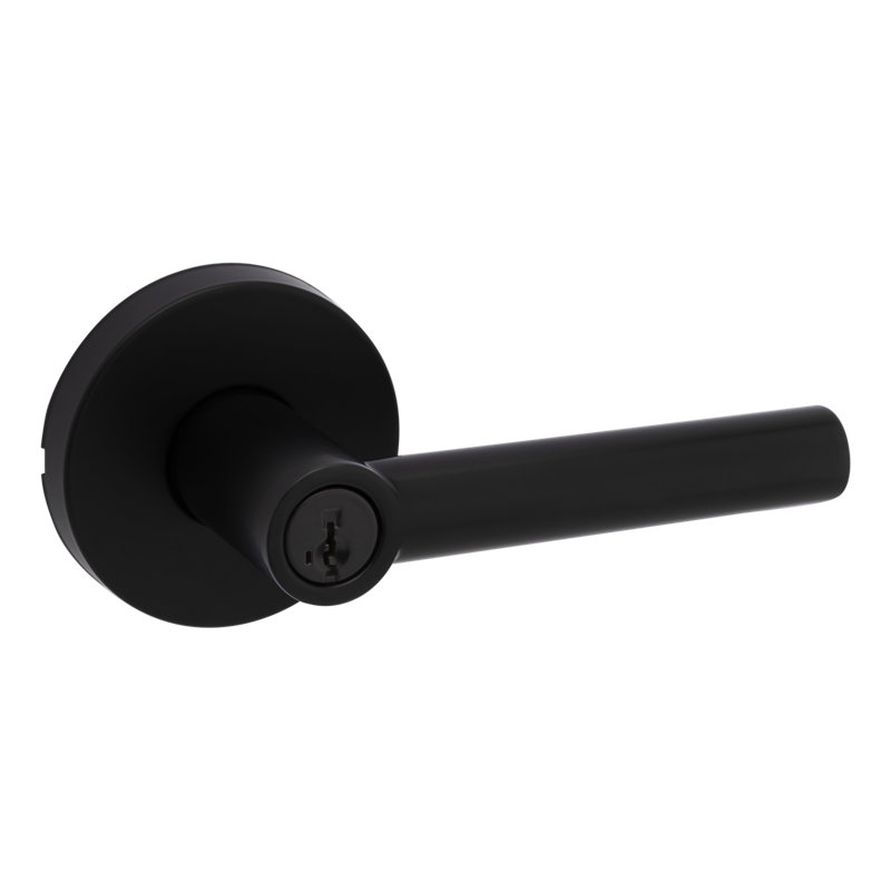 Matte Black Keyed Entry Lever with Round Rose